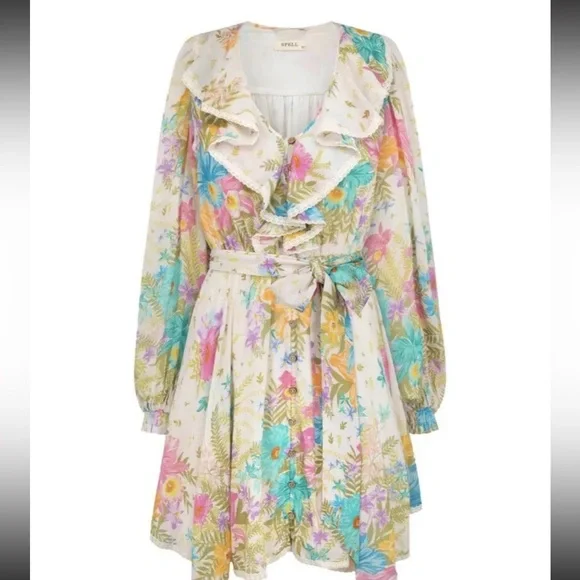 🌸SOLD🌸 Spell Lei Lei Frill Playdress Cream Floral - Picture 6 of 8